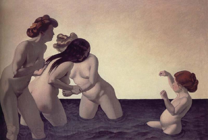 Felix Vallotton Three woman and a young girl playing the water